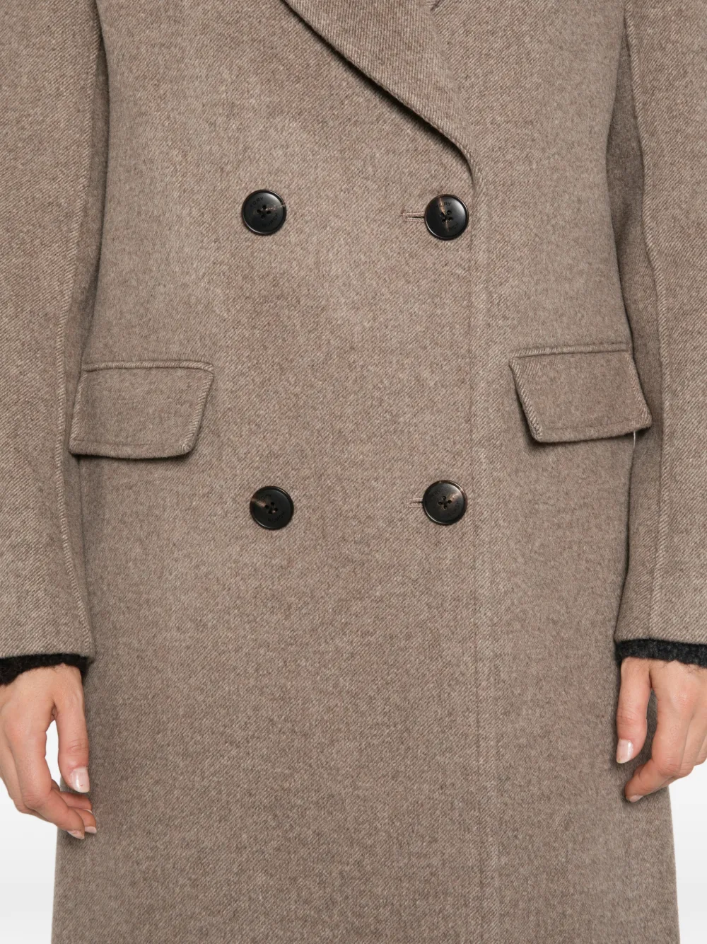 Tory Burch Wollen jas met dubbele rij knopen Bruin