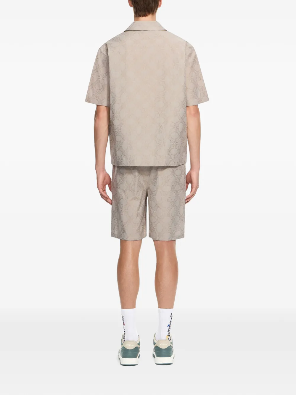 Off-White Arrow bowlingshorts met monogram Beige
