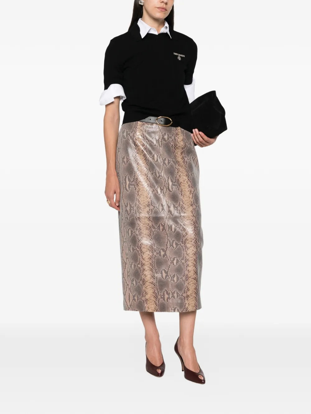 Tory Burch Simone wollen poloshirt Zwart