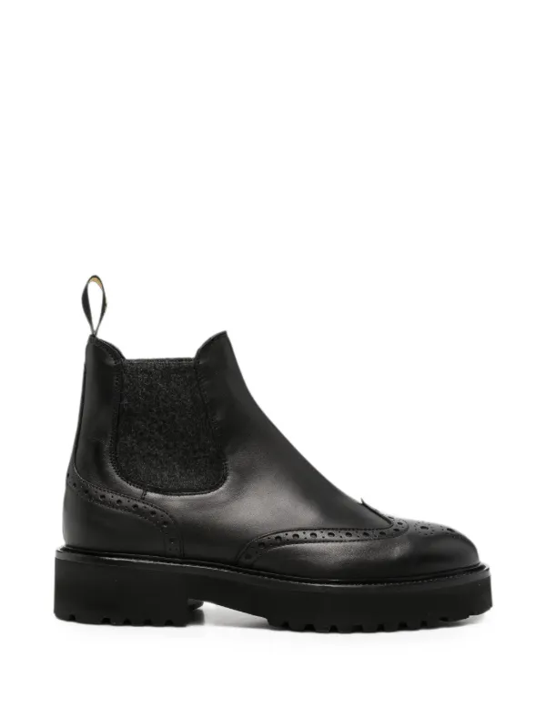 Doucal's Brogue-detail Chelsea Boots in Black
