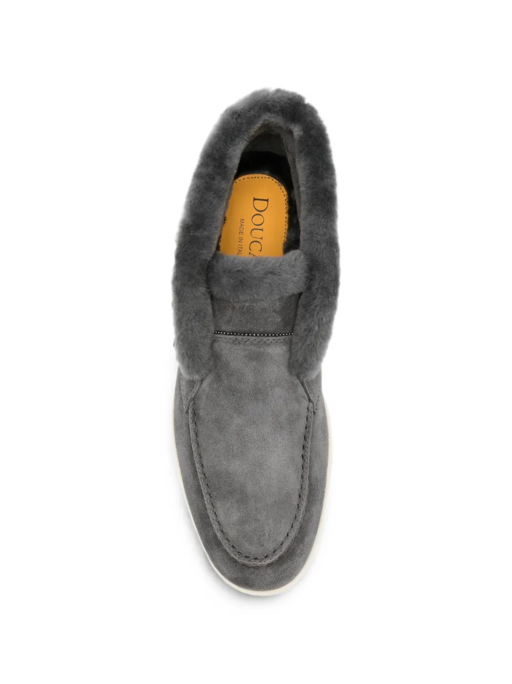 Doucal's shearling-trim suede loafers Grijs