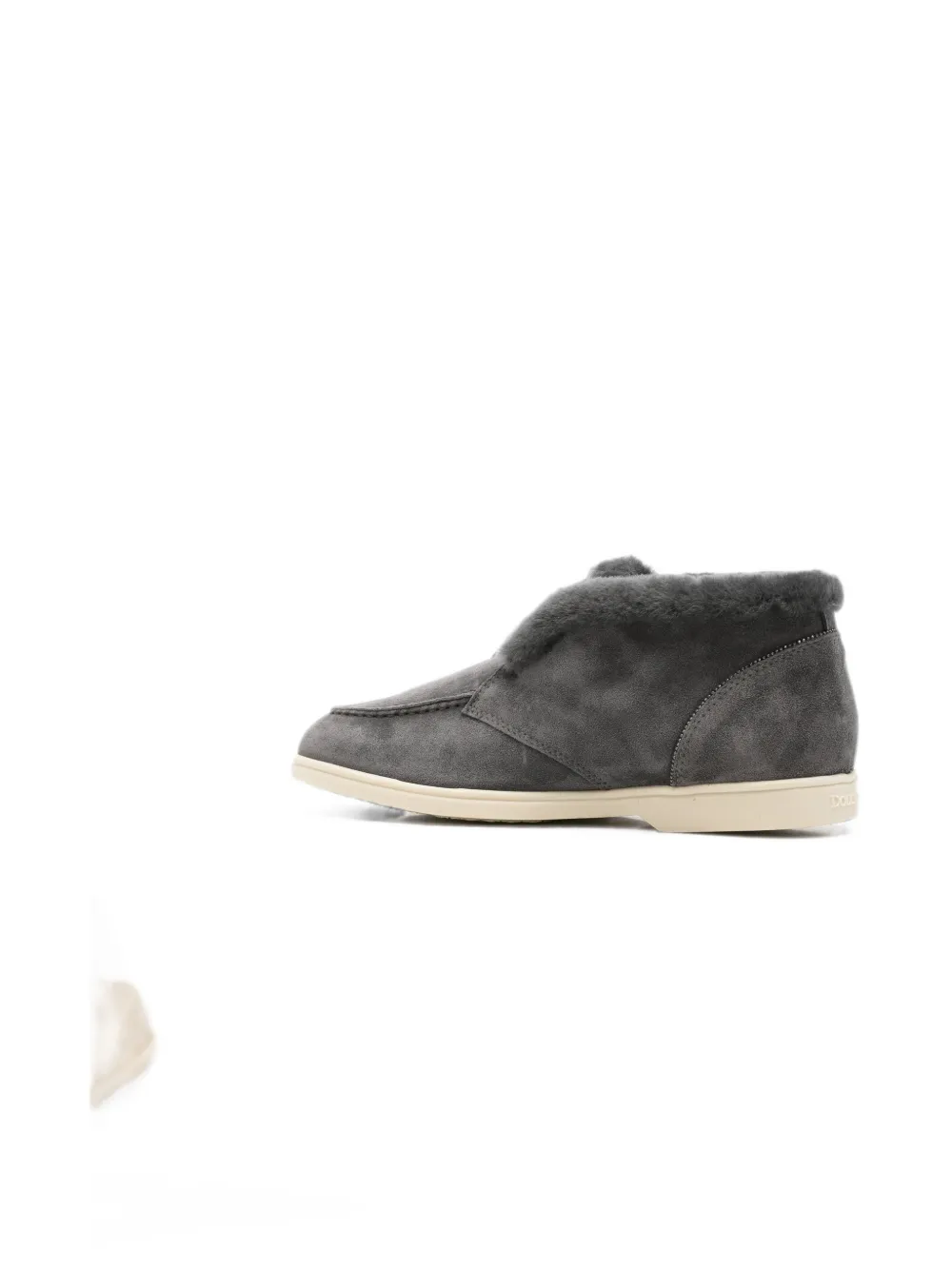 Doucal's shearling-trim suede loafers Grijs