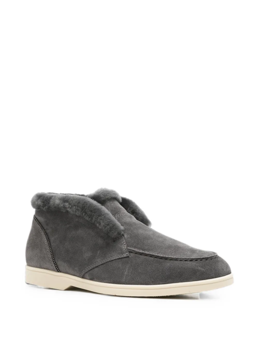 Doucal's shearling-trim suede loafers Grijs