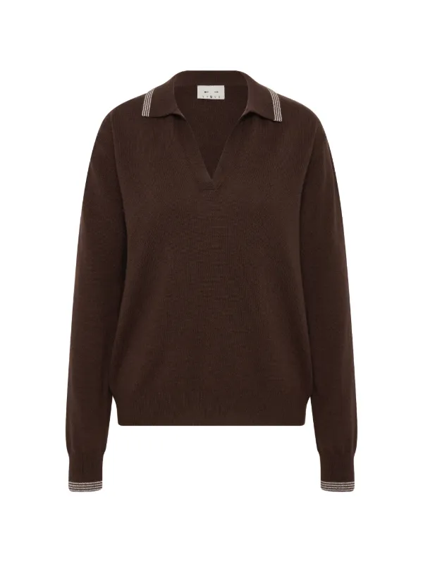 The Upside Coco Luna Striped-trim Sweater in Brown