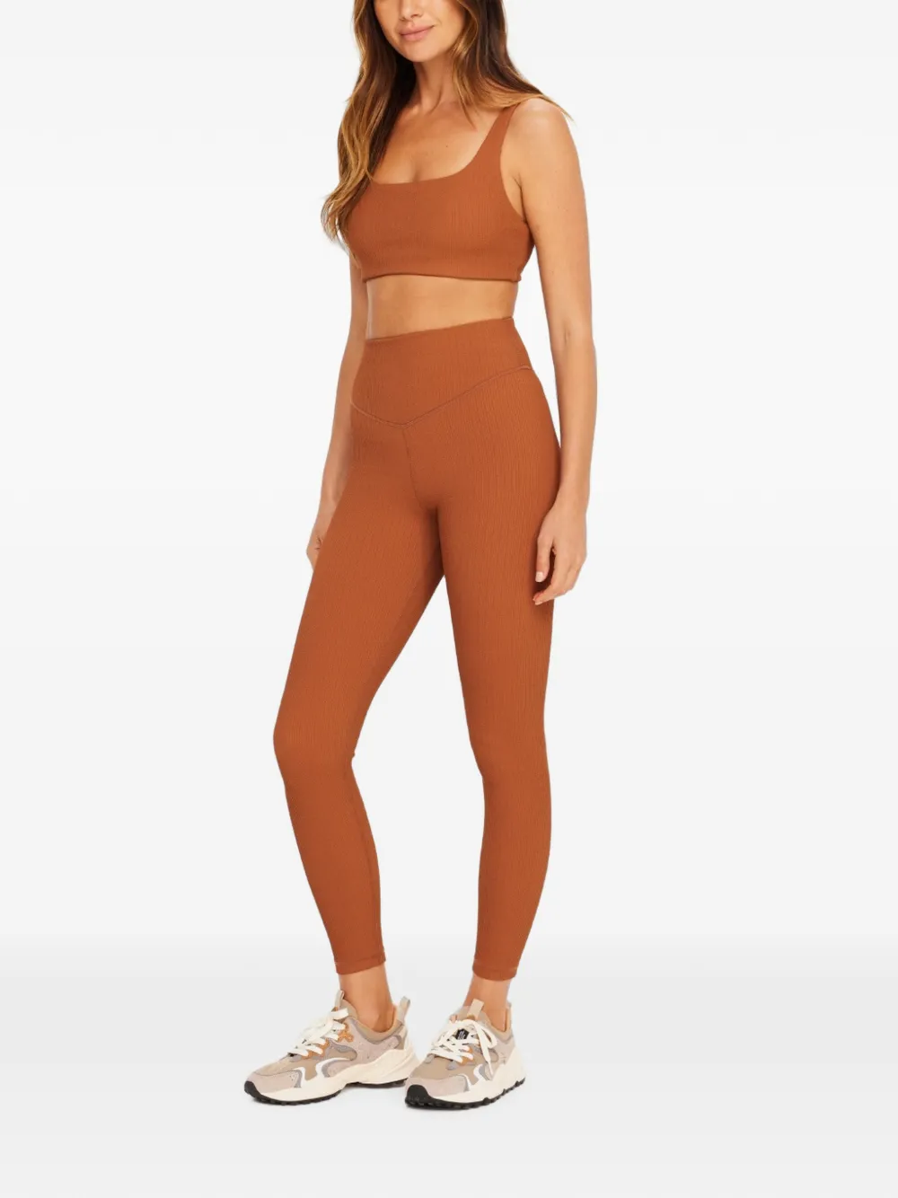 The Upside Mariana Bridie geribbelde sport-bh Bruin