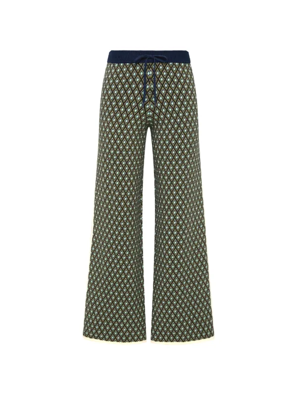The Upside Viva Geometric-pattern Knit Trousers in Green