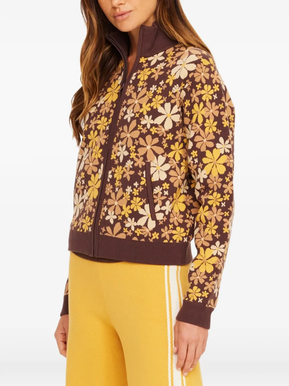 The Upside Copacabana Margot Floral-print Cardigan in Brown, view 4