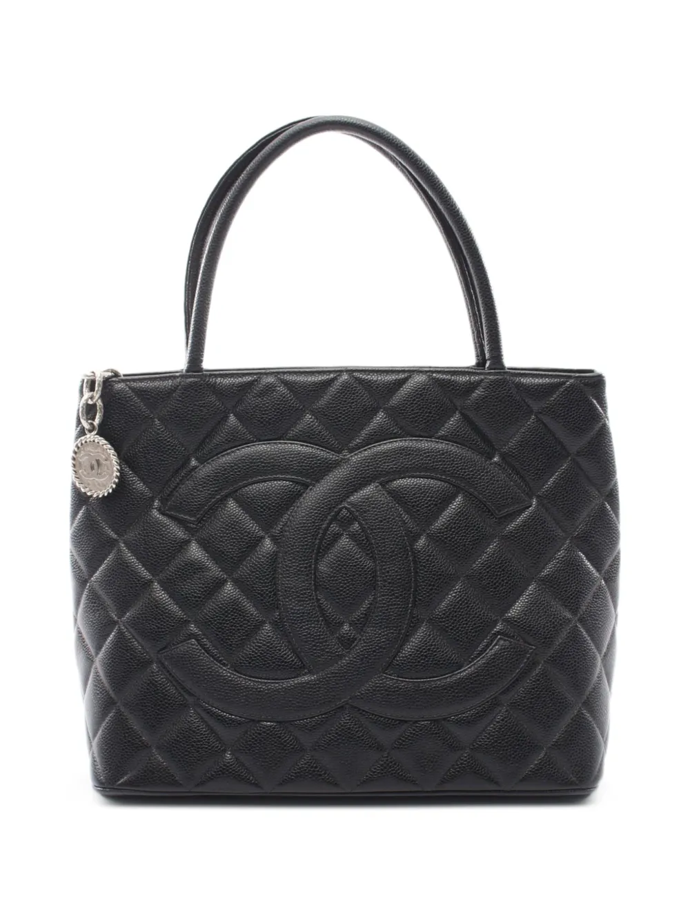 CHANEL Pre-Owned 2000-2002 diamond-quilted CC logo tote bag - Nero