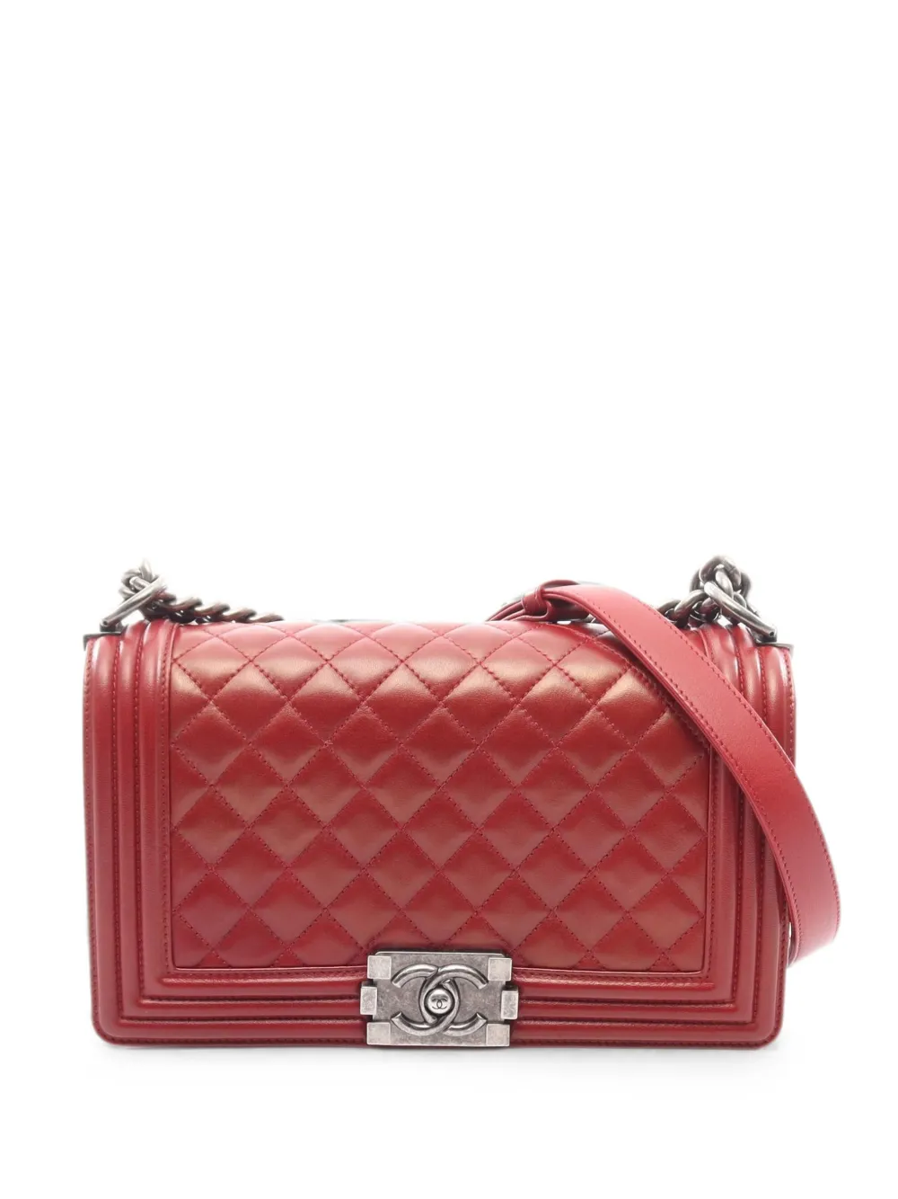 CHANEL Pre-Owned 2013-2014 Boy Chanel quilted shoulder bag - Rosso