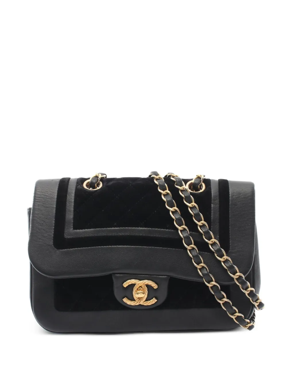 CHANEL Pre-Owned 2017-2018 Matelassé chain shoulder bag - Black