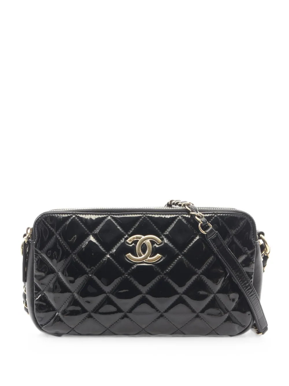 CHANEL Pre-Owned 2014-2015 Matelassé chain shoulder bag - Black