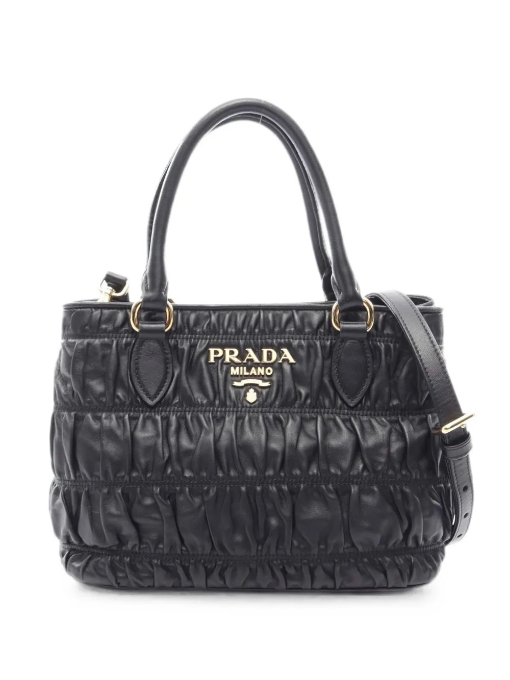 Prada Pre-Owned Schultertasche mit Raffung - Schwarz