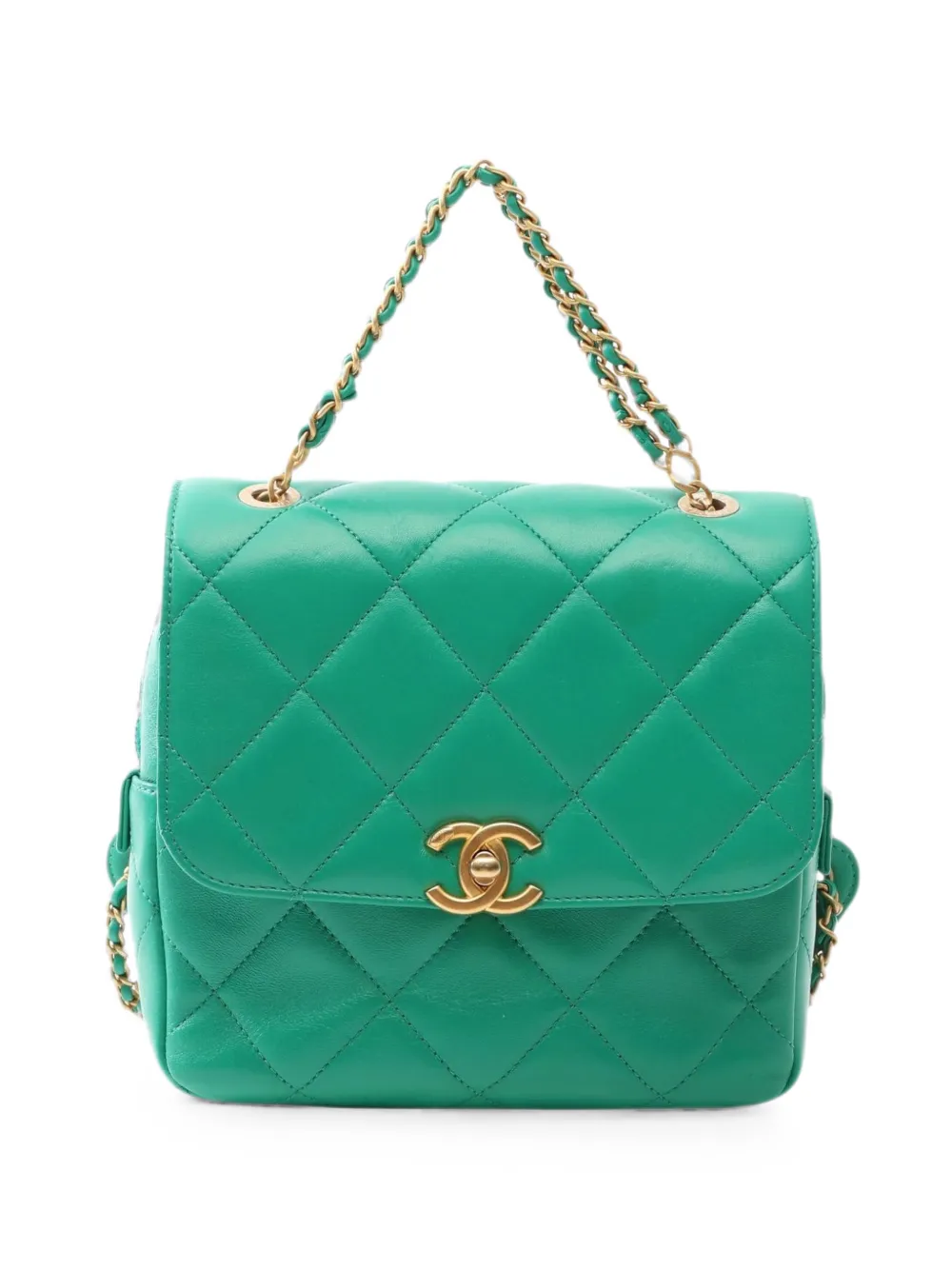 CHANEL Pre-Owned 2021s Matelassé chain backpack - Green