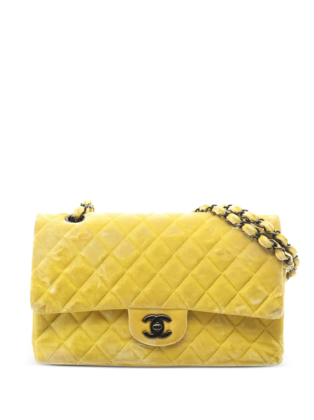 CHANEL Pre-Owned 2014-2015 Matelassé double flap shoulder bag - Yellow