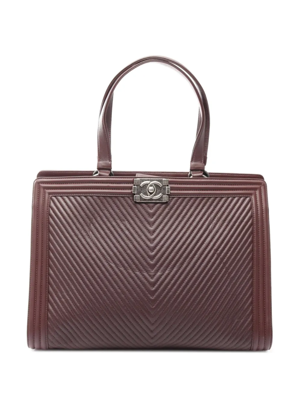 CHANEL Pre-Owned 2014-2015 Boy chevron-quilted tote bag - Red