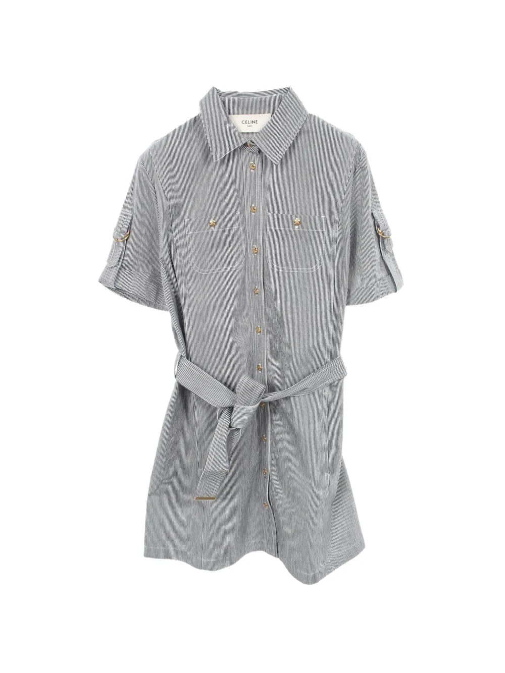 Celine Pre-Owned striped mini dress - Blue