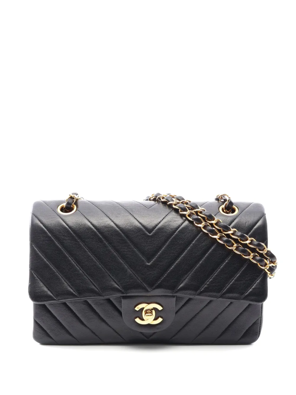 CHANEL Pre-Owned 1991-1994 Chevron V-stitch flap shoulder bag - Black