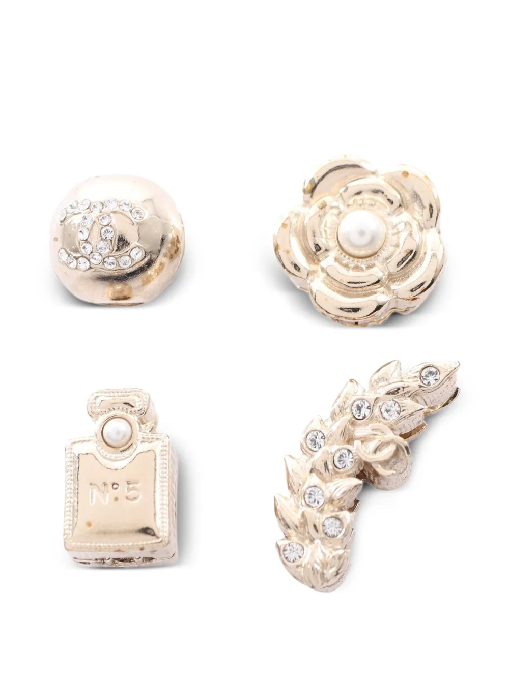 CHANEL Pre-Owned 2022 rhinestone faux-pearl hair clips - Oro