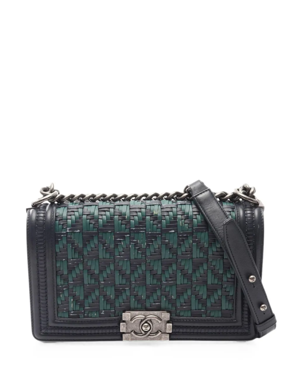 CHANEL Pre-Owned 2015-2016 Boy Chanel knitting shoulder bag - Blu
