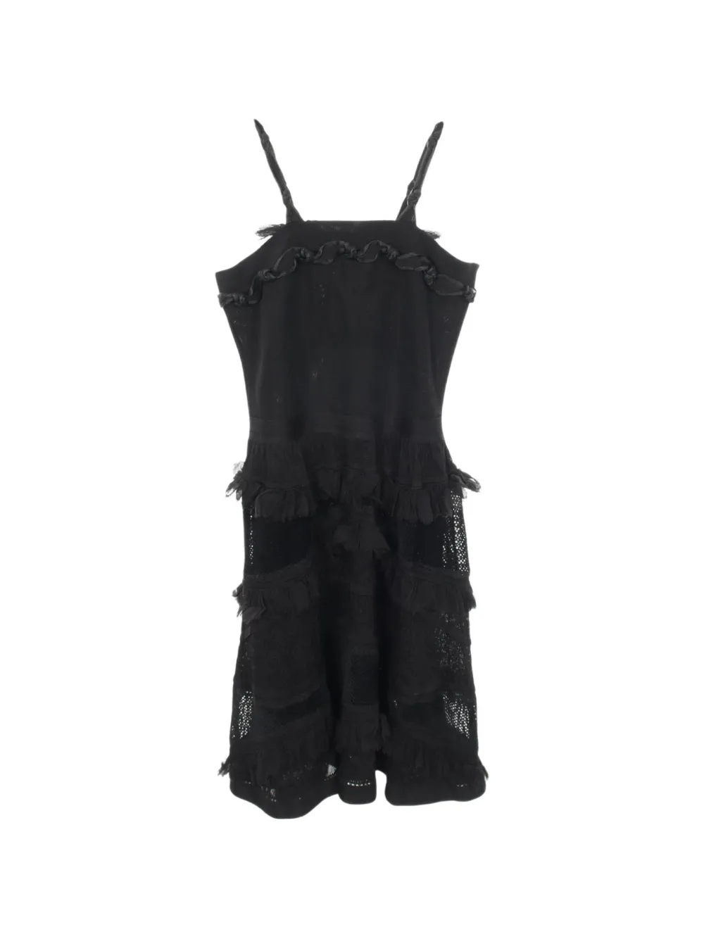 CHANEL Pre-Owned 1986-1988 Cocomark button lace dress - Nero