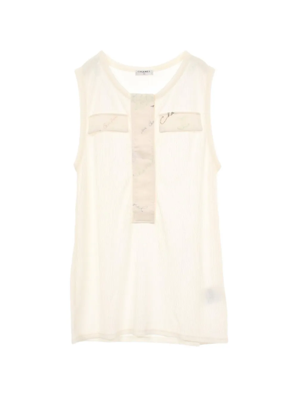 CHANEL Pre-Owned 1986-1988 ribbed tank top - Neutrals