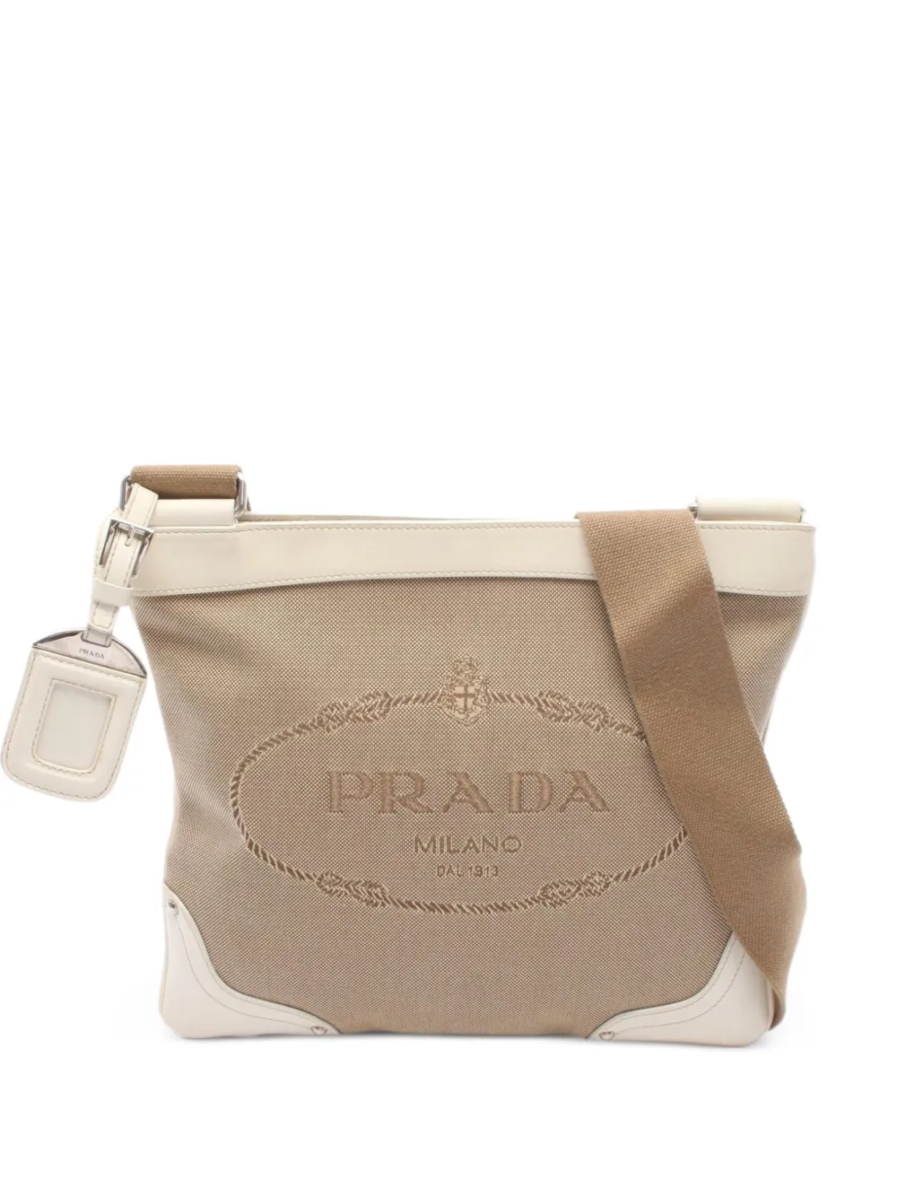 Prada Pre-Owned logo-jacquard shoulder bag - Neutrals