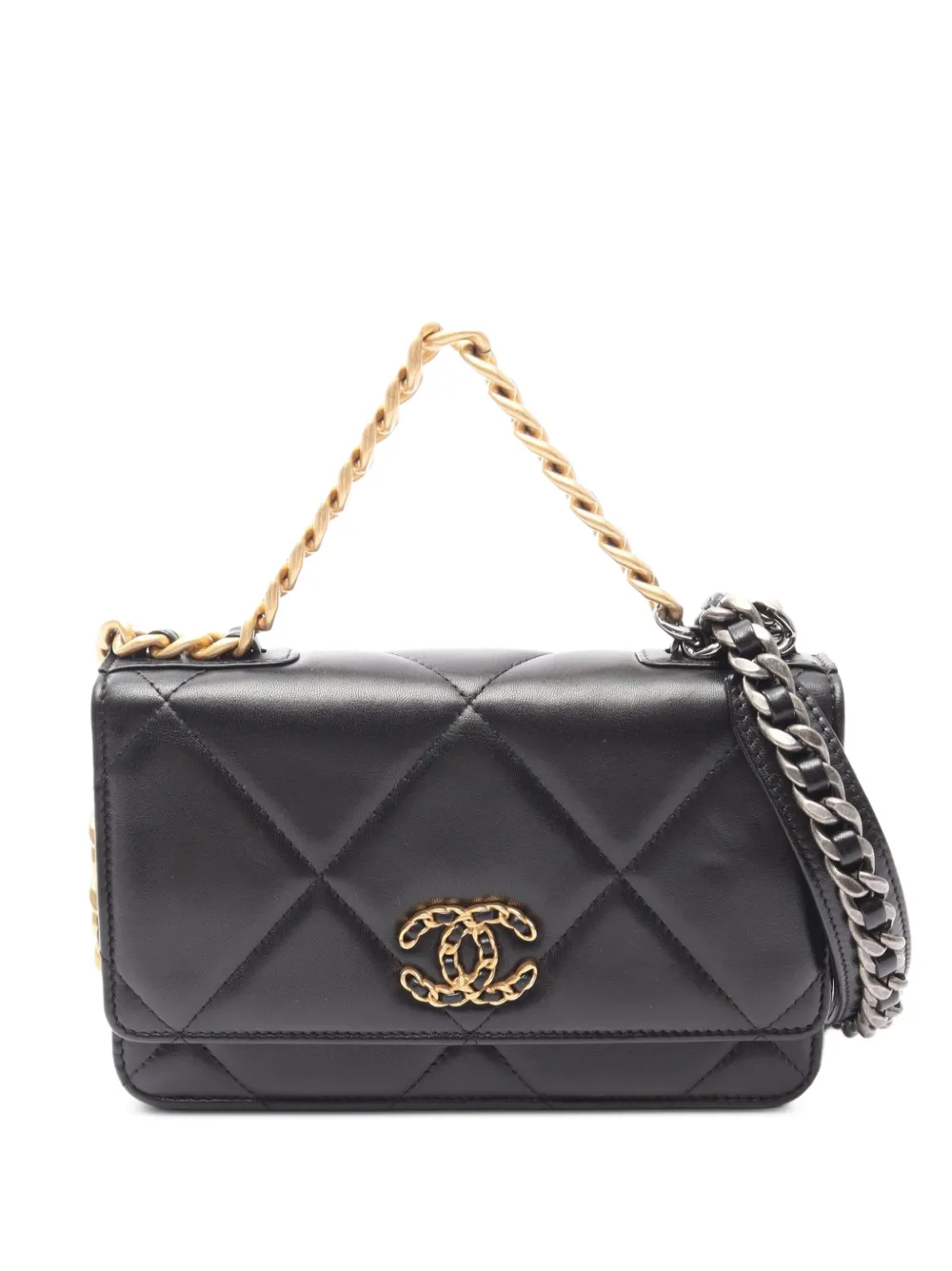 CHANEL Pre-Owned 2020s 19 Dizeneuf matelassé chain wallet - Black