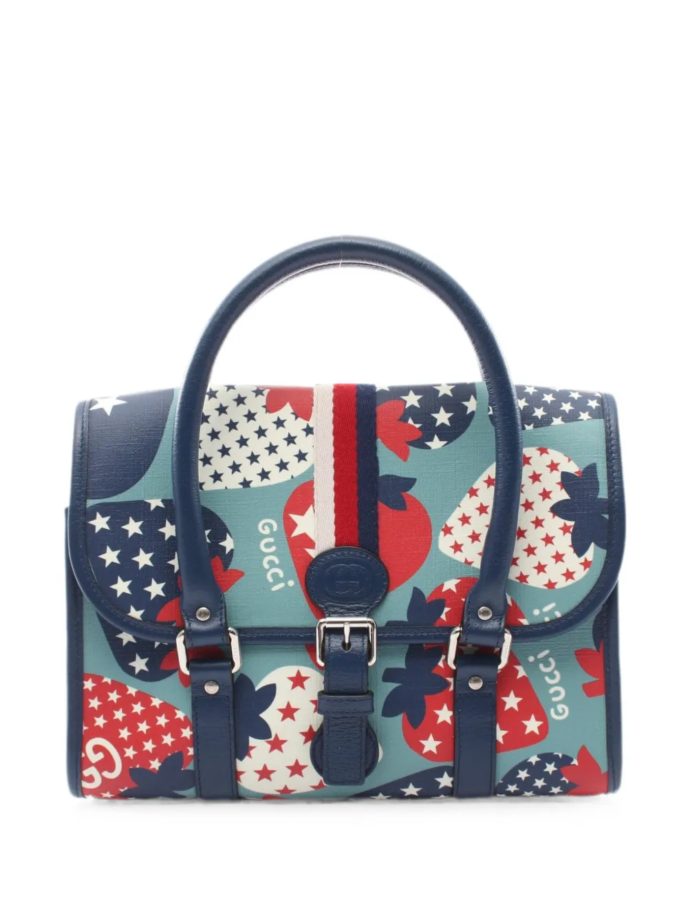 Gucci Pre-Owned strawberry-print tote bag - Blu