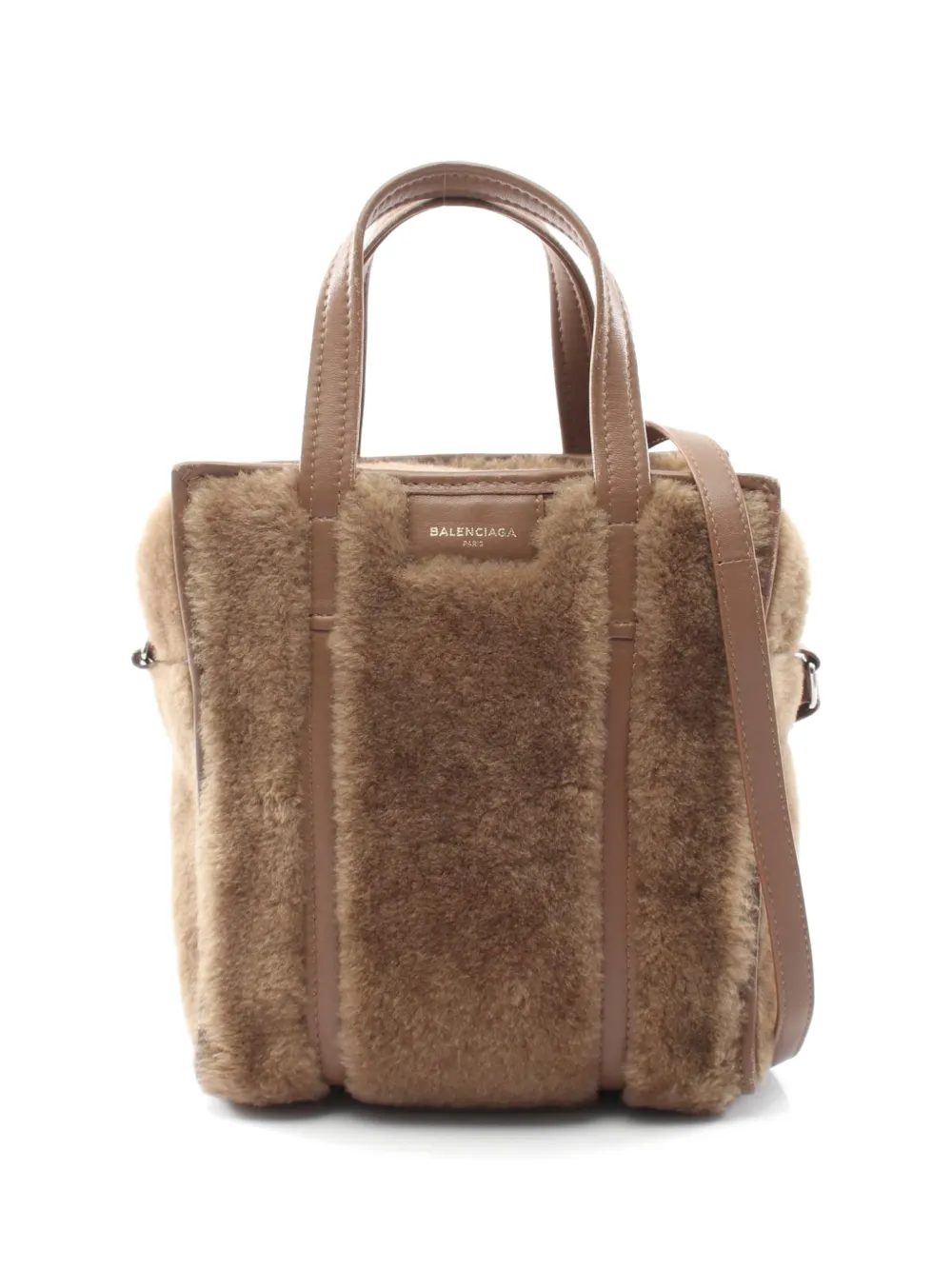 Balenciaga Pre-Owned Bazar Shopper shearling tote bag - Braun