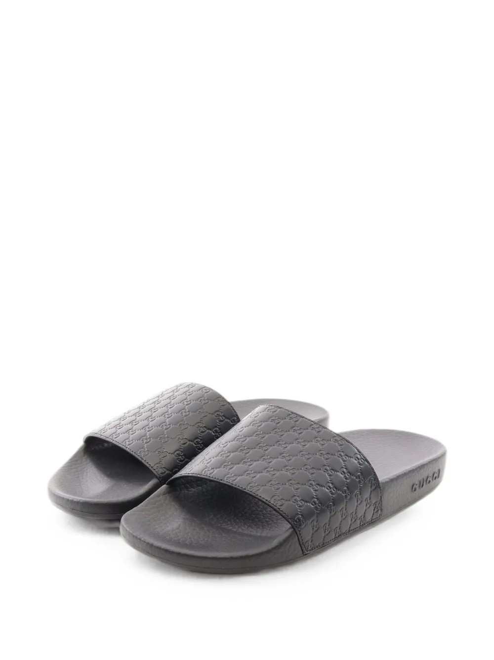 Pre-owned Gucci Micro Gg Ssima Slide Sandals In Black