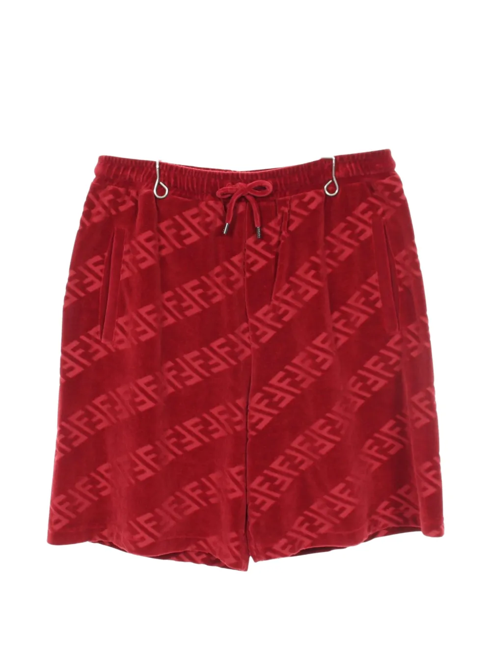 Pre-owned Fendi Zucca Logo-pattern Cotton Shorts In 红色