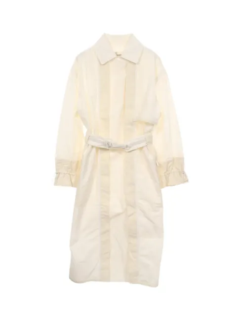 Hermès Pre-Owned convertible-collar belted cotton coat