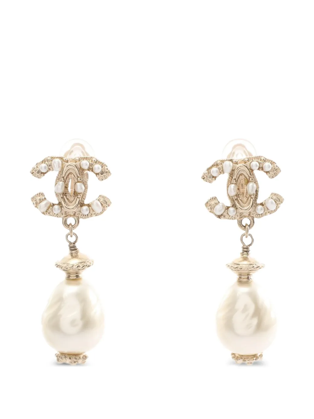 CHANEL Pre-Owned 2011 Coco Mark pearl-embellished earrings - Gold