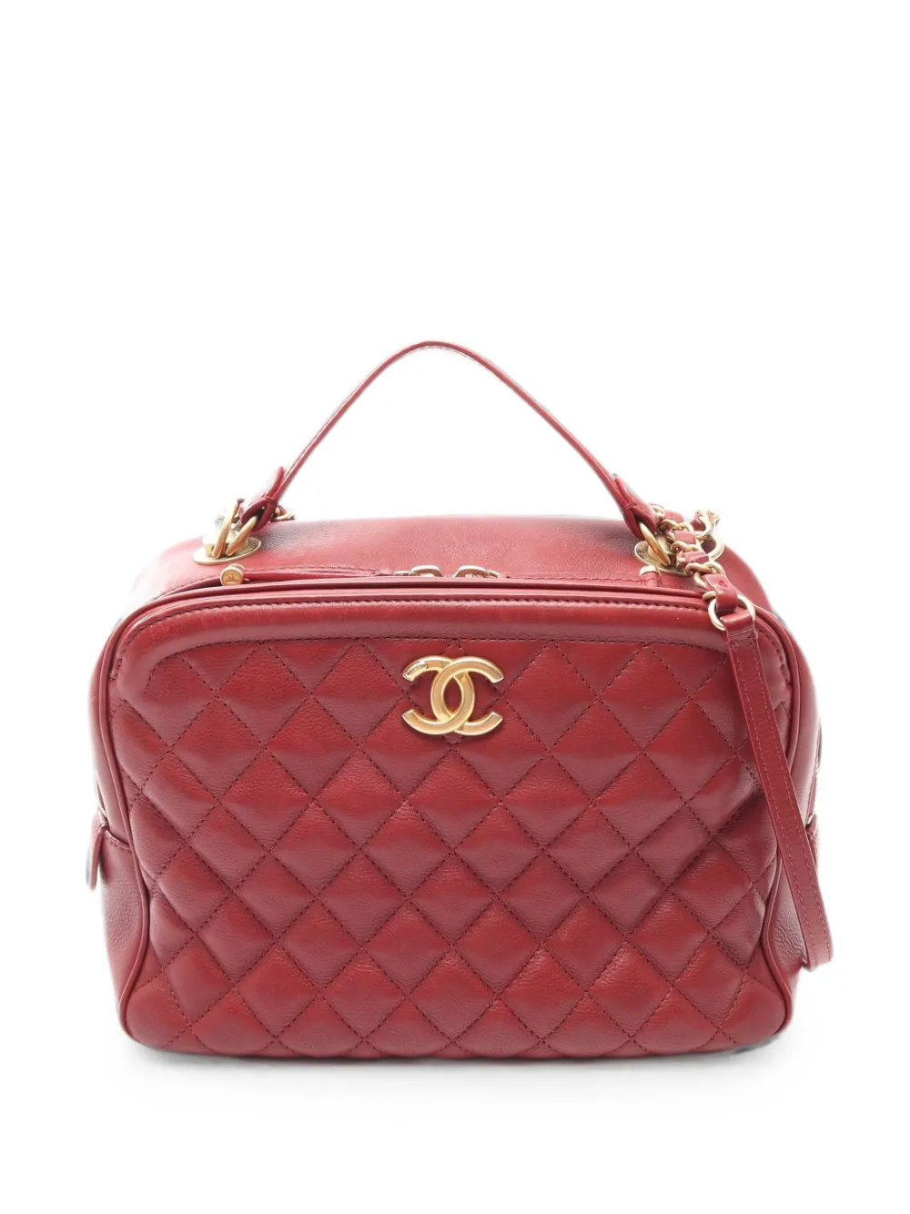 CHANEL Pre-Owned 2018-2019 matelassé chain-link shoulder bag - Rosso