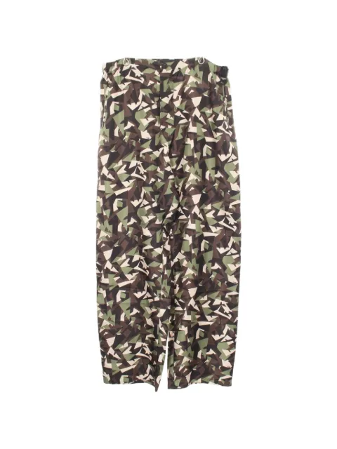 Fendi Pre-Owned camouflage-print silk wide-leg trousers