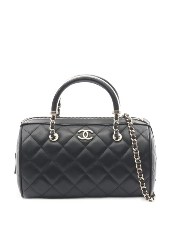 CHANEL Pre-Owned Bolsa Matelassé Boston Mini 2021 | Negro