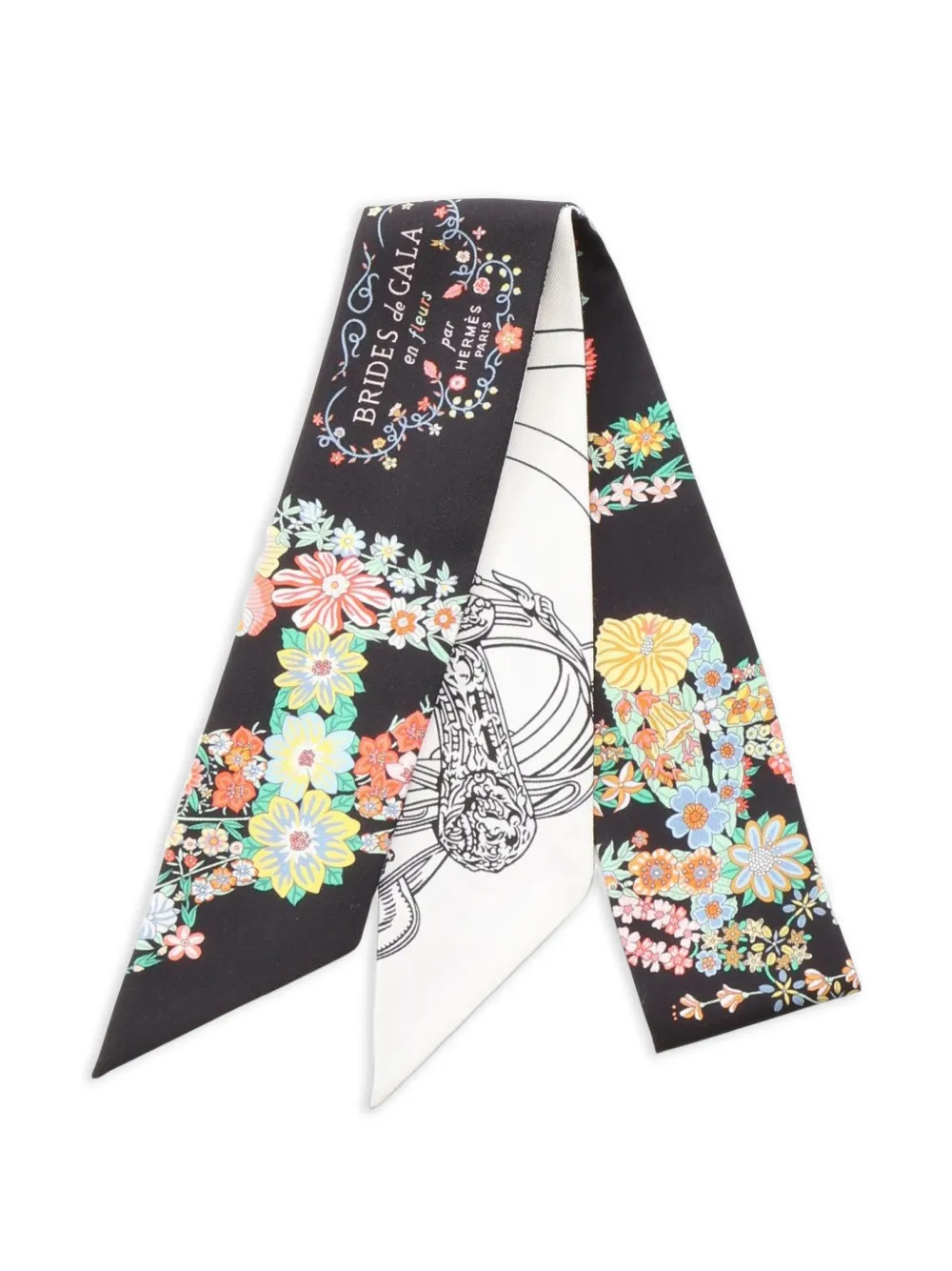 Hermès Pre-Owned Brides de Gala en Fleurs silk scarf - Schwarz