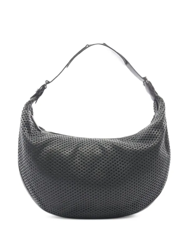 Dior Pre-owned Perforated Leather Shoulder Bag in Black