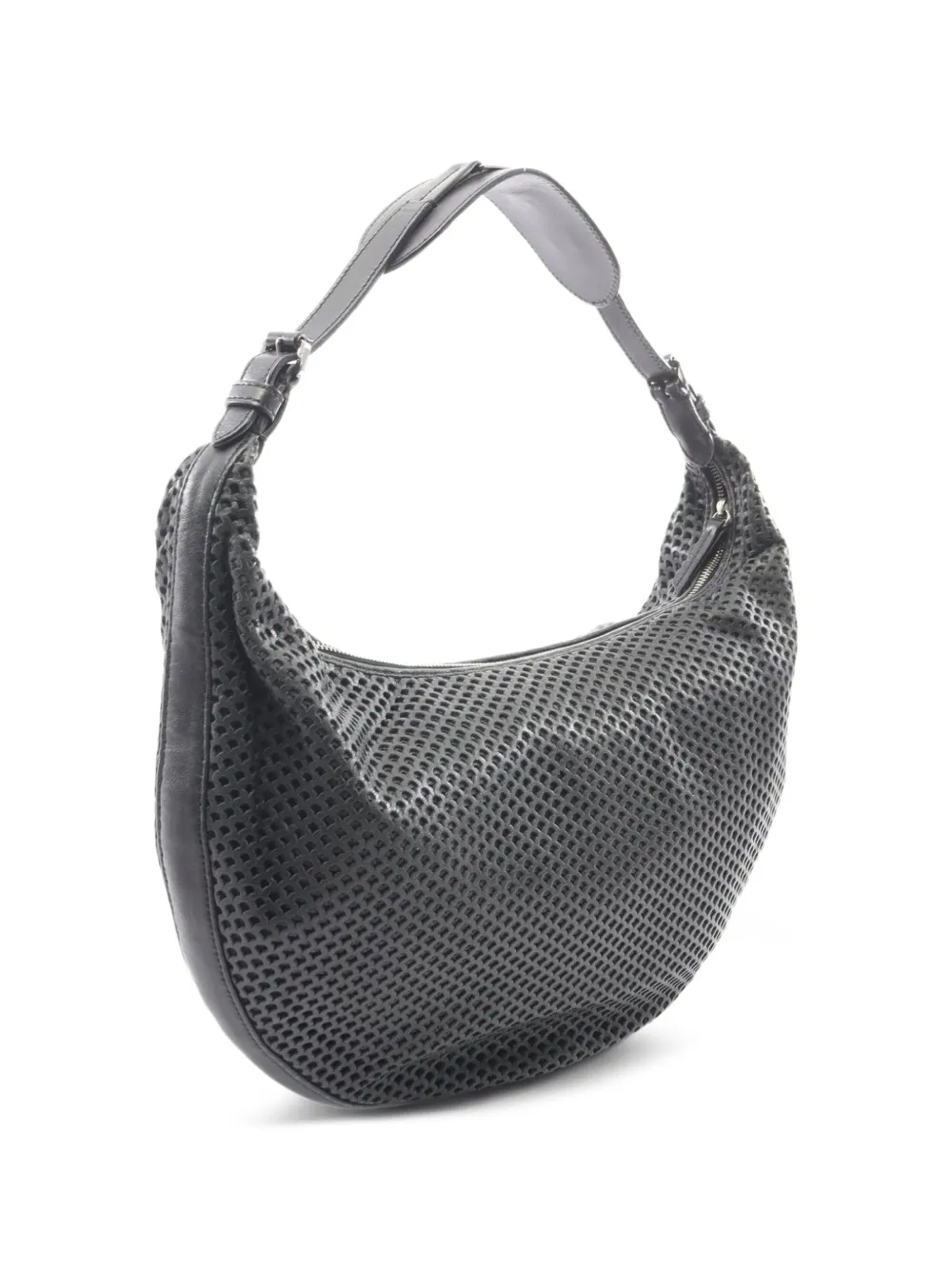 Dior Pre-owned Perforated Leather Shoulder Bag in Black, view 2