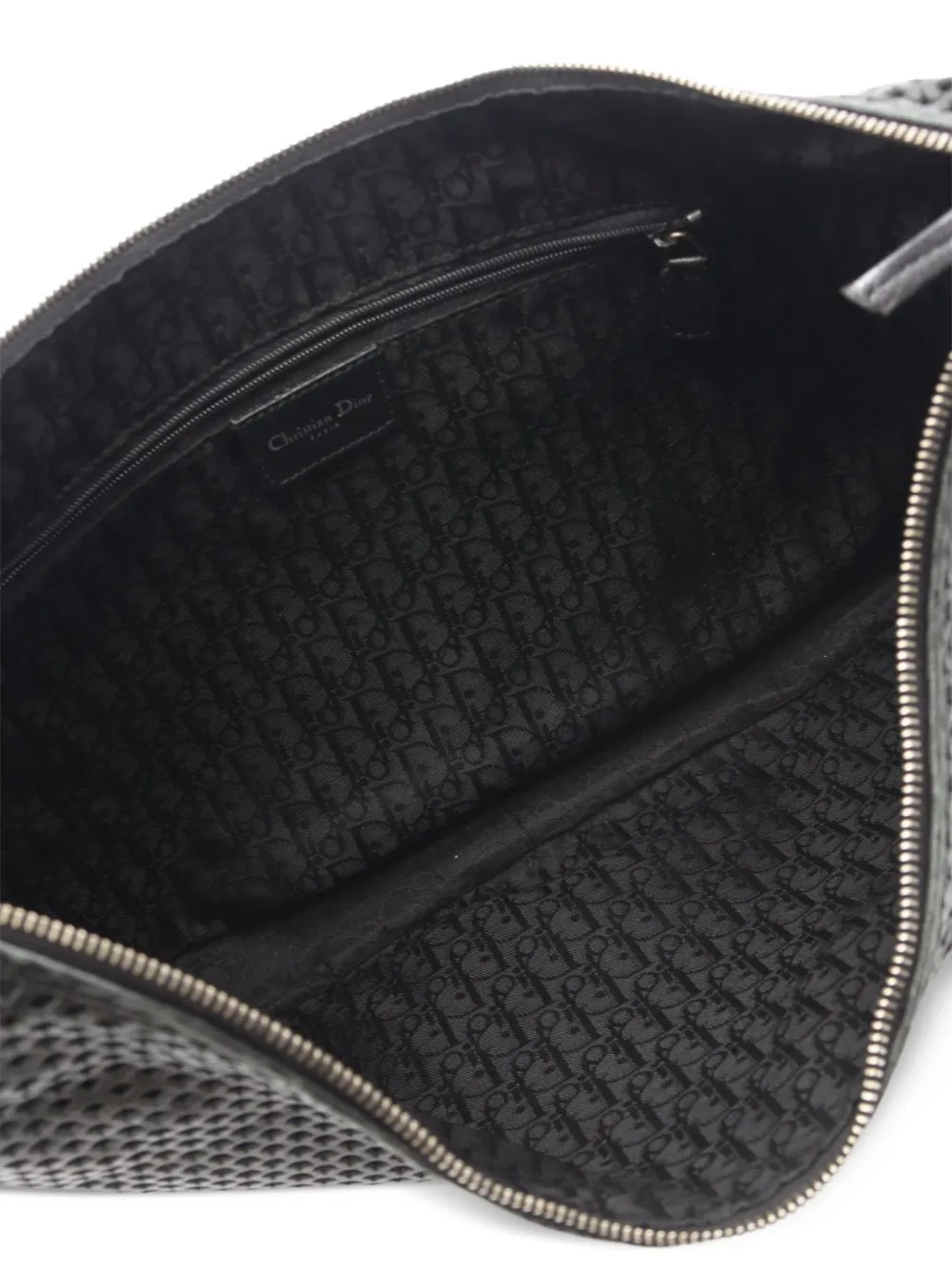 Dior Pre-owned Perforated Leather Shoulder Bag in Black, view 3