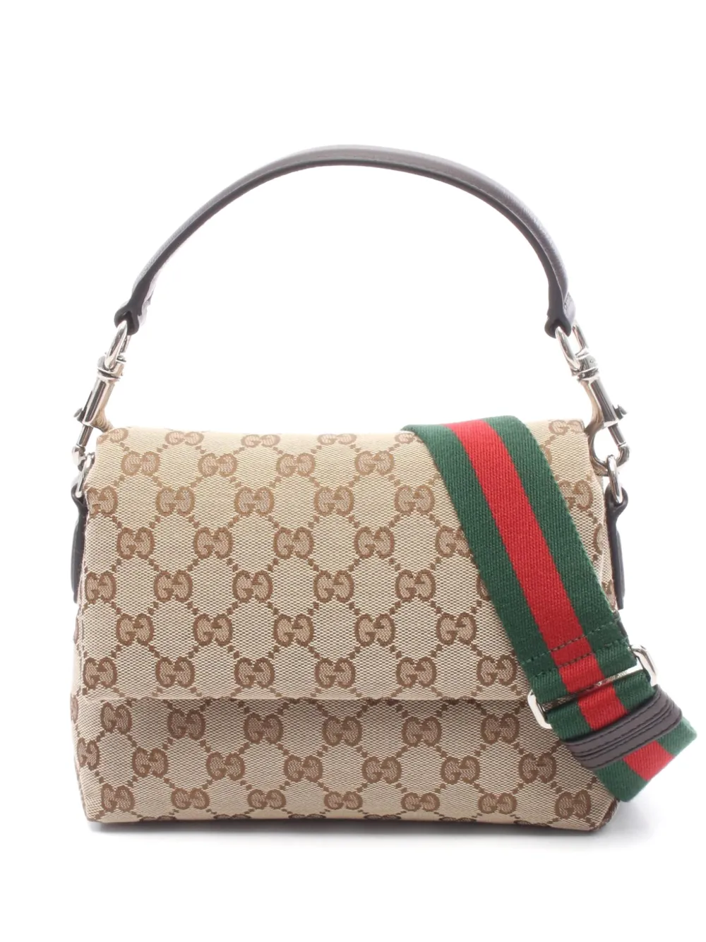Gucci Pre-Owned GG Supreme Web stripe handbag - Nude