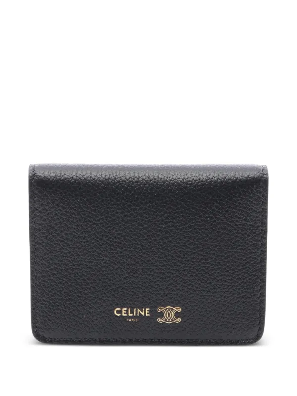 Celine Pre-owned Triomphe Leather Card Holder in Black