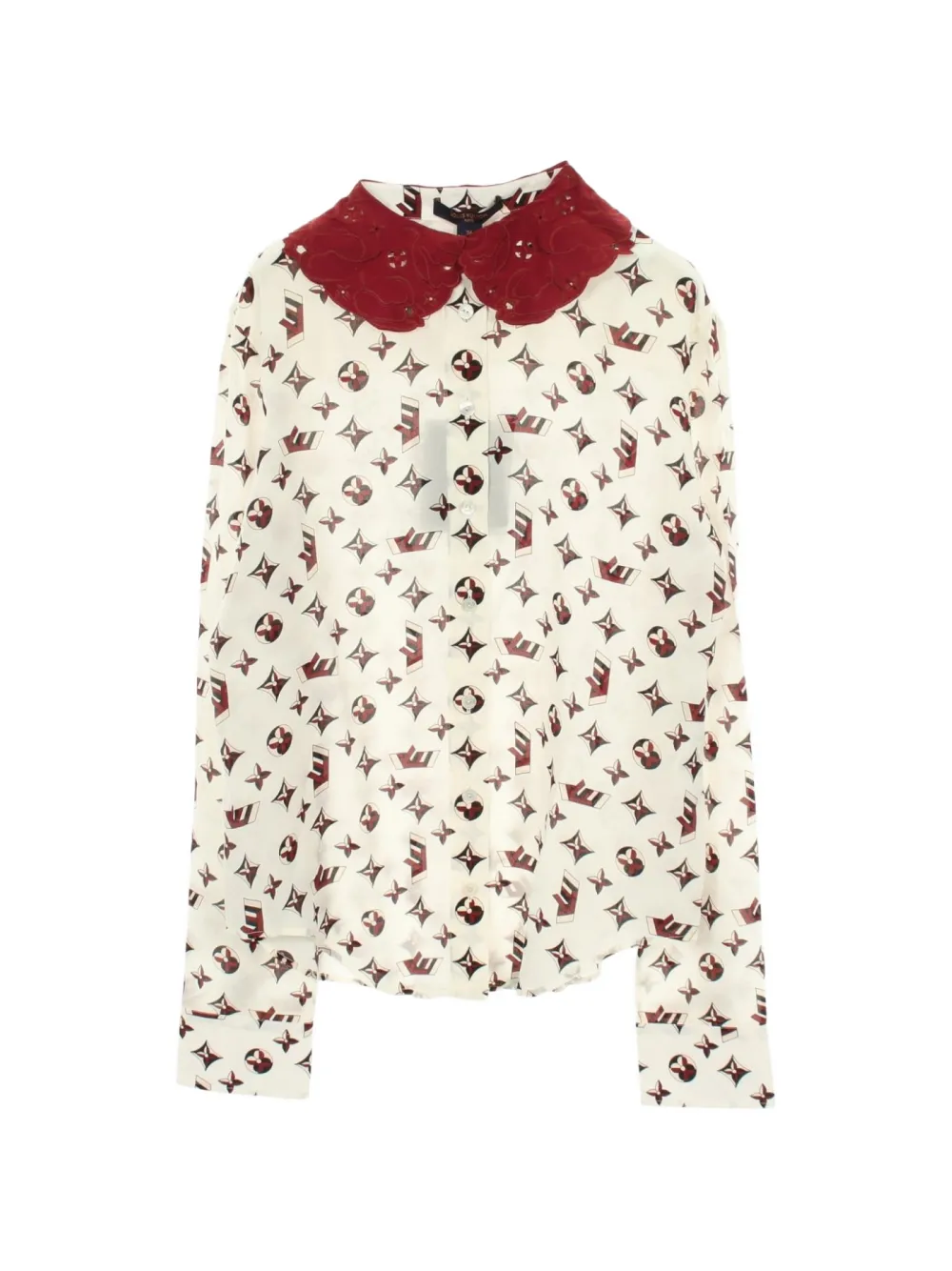 Louis Vuitton Pre-Owned monogram-pattern long-sleeve silk blouse - Nude