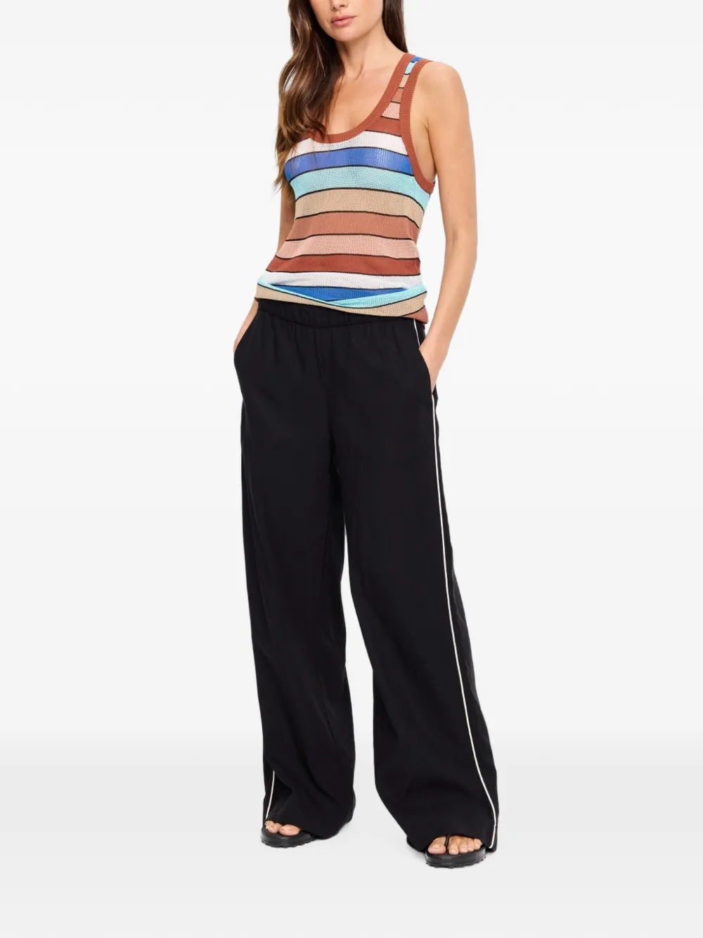 The Upside Iza Jet gestreepte gebreide tanktop Bruin