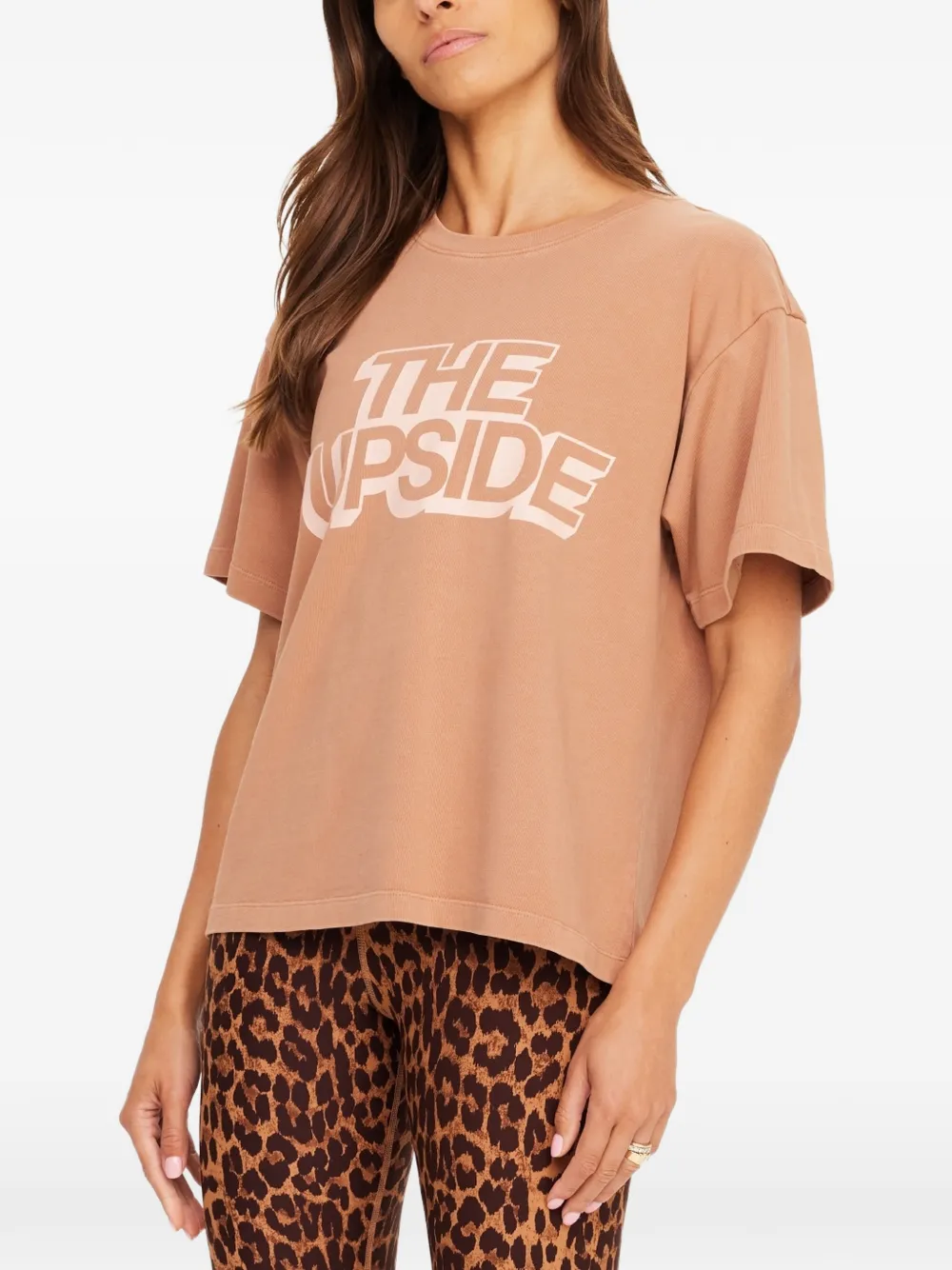 The Upside Katoenen T-shirt met logoprint Beige