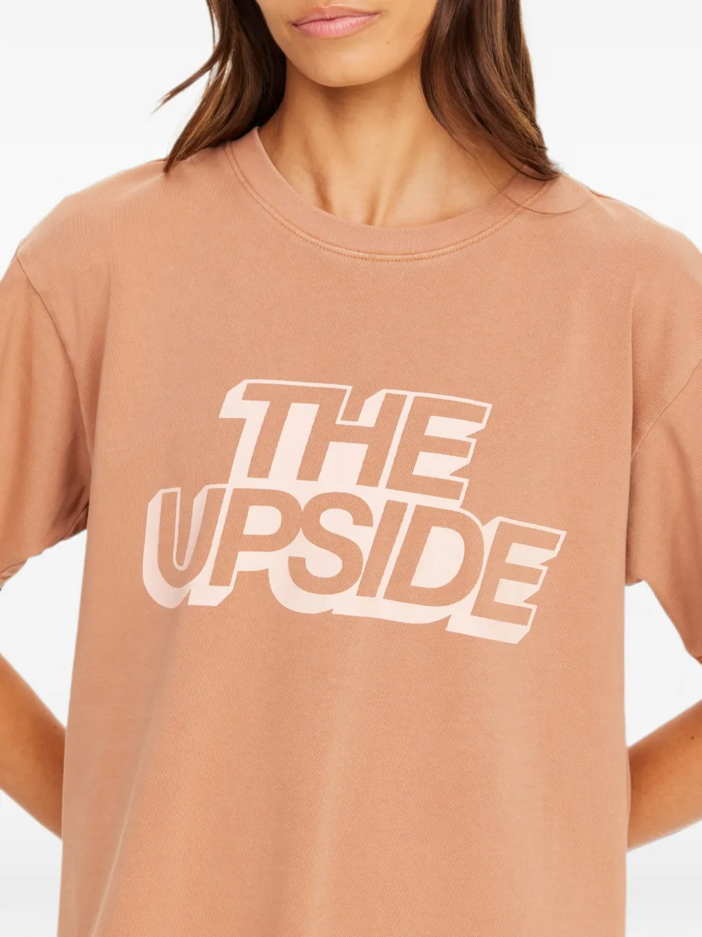 The Upside Katoenen T-shirt met logoprint Beige