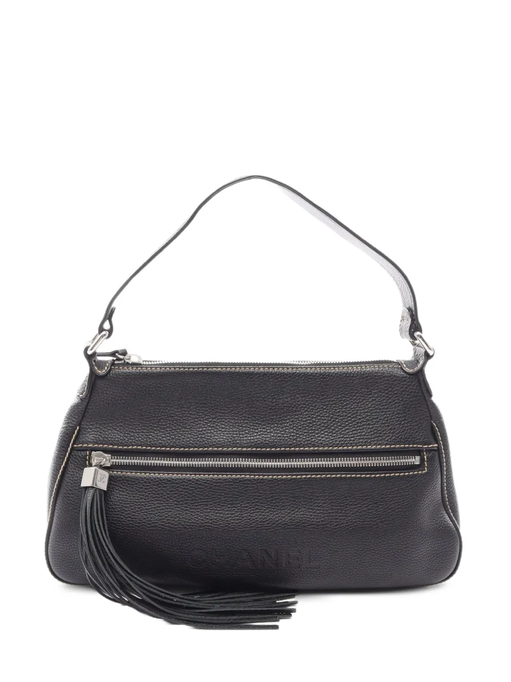 CHANEL Pre-Owned 2003-2004 logo fringe shoulder bag - Black