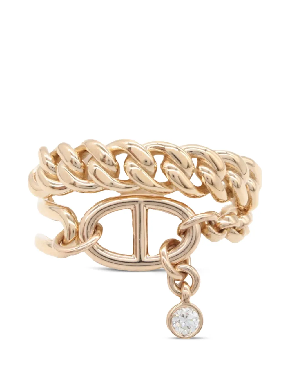 Hermès Pre-Owned Chaîne d'Ancre diamond ring - Gold