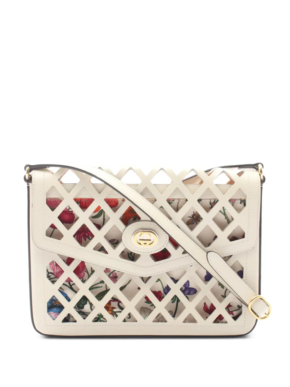 Gucci Pre-Owned Cut-out floral-print shoulder bag - Toni neutri