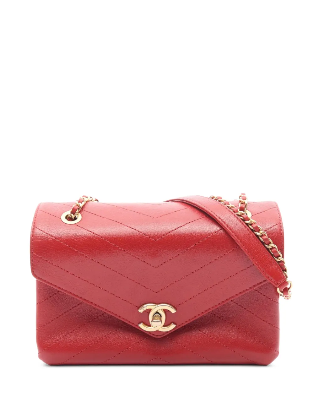 CHANEL Pre-Owned 2018 Chevron V-stitch shoulder bag - Red